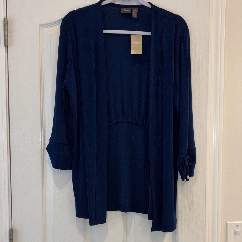 Chico's Deep Blue Open Travelers Cardigan